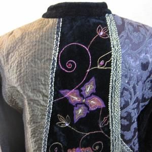 Vintage Flashback Patchwork Jacket with Applique Embroidery Embellished Size PM